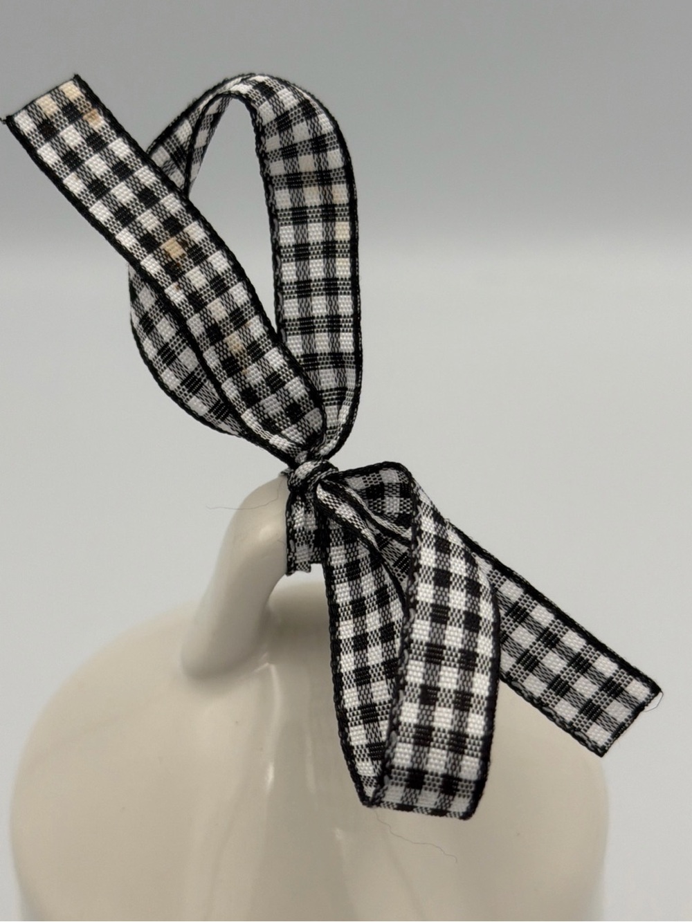 Rae Dunn Mini Round Baby Bird House With Plaid Black White Ribbon 5" Tall - Picture 2 of 10